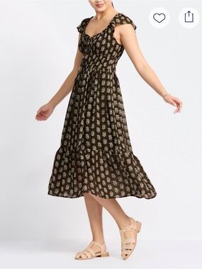 Dizzy Lizzy Chiffon Brown Paisley Midi Dress
